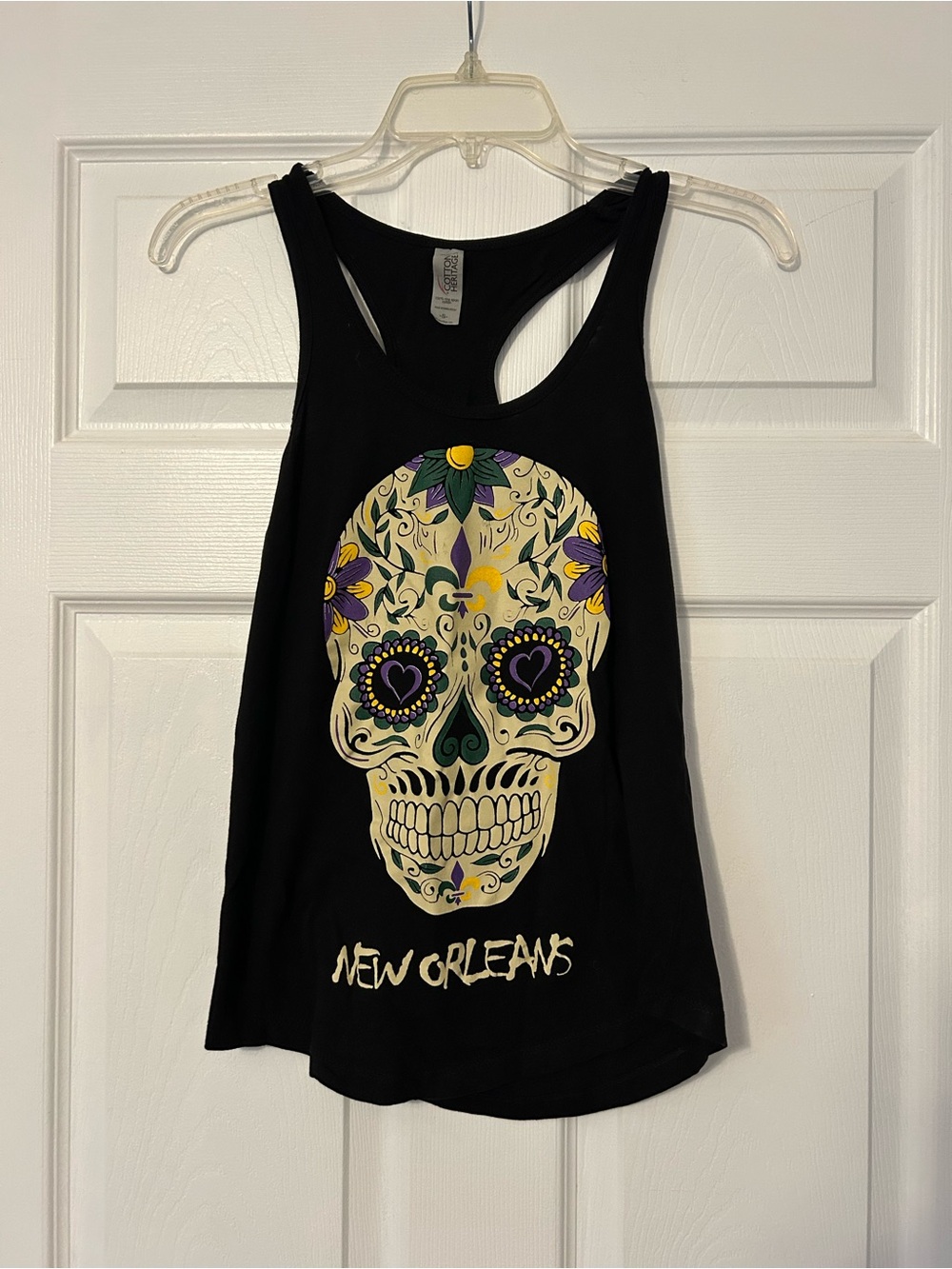 New Orleans Black Tank Top w/ Sugar Skull - Dia de Los Muertos Day of the Dead